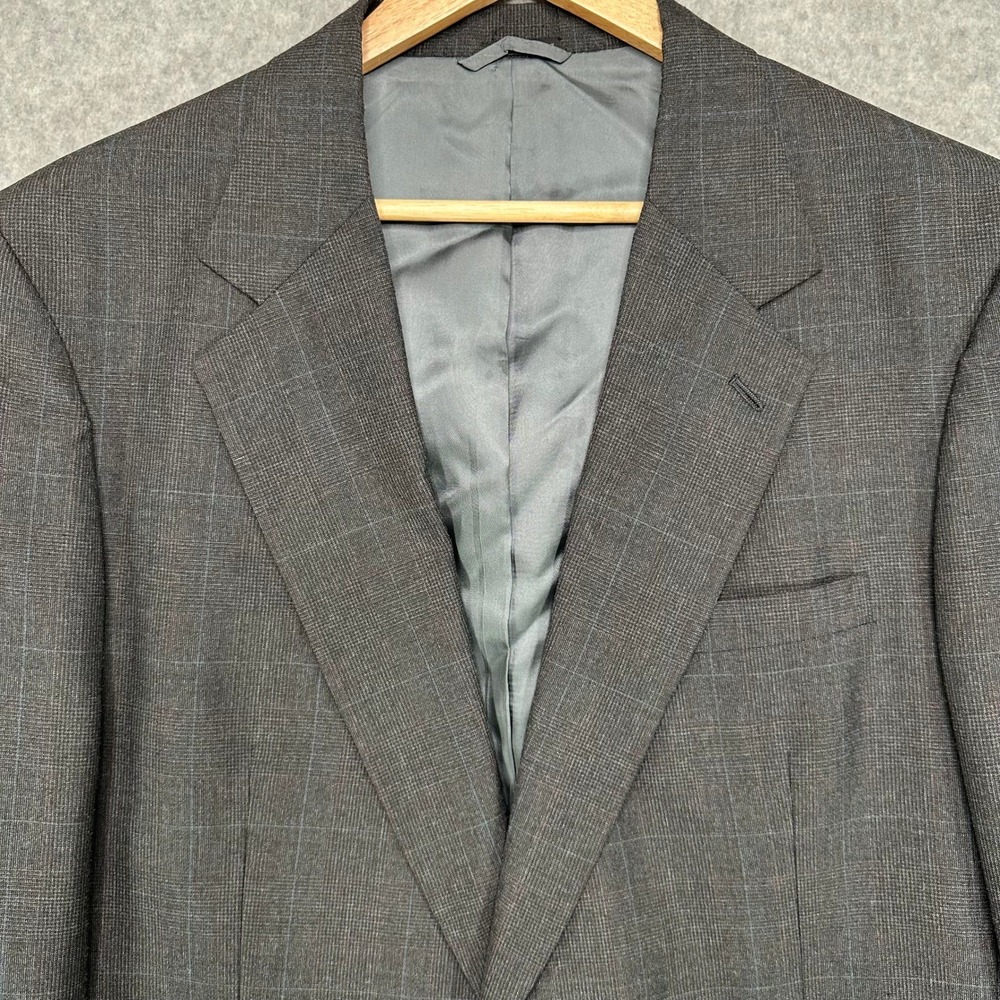 Gerald Austin Bond Street London NY Mens Charcoal Plaid Blazer Jacket Size 44L
